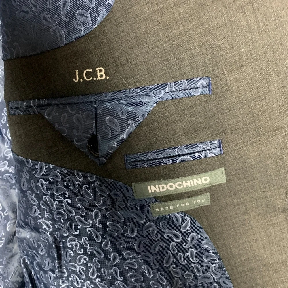 Indochino Blazer Mens Custom 42R Gray‎ Stretch Wool Blend Newbury 56 Suit Jacket